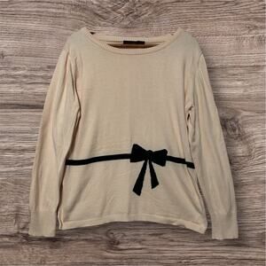 The Limited Light Pink Black Bow Sweater Long Sleeve Knit Top Size XL